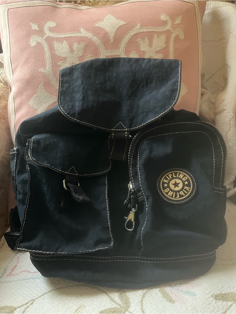 Kipling Mini Navy Nylon Backpack with Front Pockets